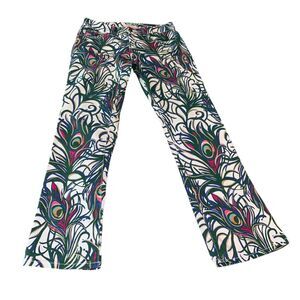 Lilly Pulitzer Womens Green Peacock Straight Leg Pants 4 Preppy Resort Vacation